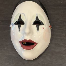 Vintage 1980s Porcelain Masquerade Mask Hand-Made Hand-Painted San Francisco
