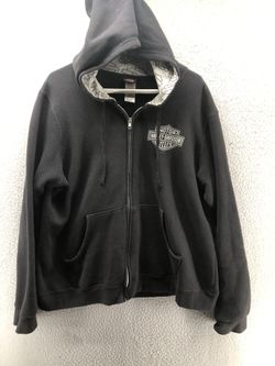 Men’s Harley Davidson Black Full Zip Hoodie 2XL