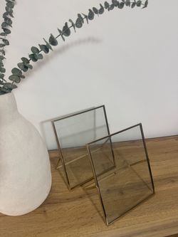 Gold Metal Glass Photo Frames Set of 2