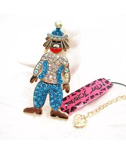 Betsey Johnson Crystal blue Clown Necklace (Moveable Parts)