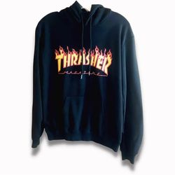 Thrasher Magazine | Flame Logo Pullover Hoodie | Size Large | Black| NEW | NWOT