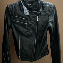 BEBE Leather Cropped Moto Jacket - Small