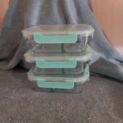 3 Solimo Microwave Safe Two Compartments Lunch Box Set For Office, Safety Lock Air Tight