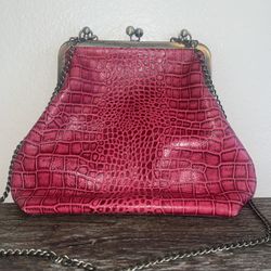 Patricia Nash Novella Anniversary Handbag Magenta Croc Leather Special Edition