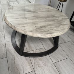 Faux marble round coffee table