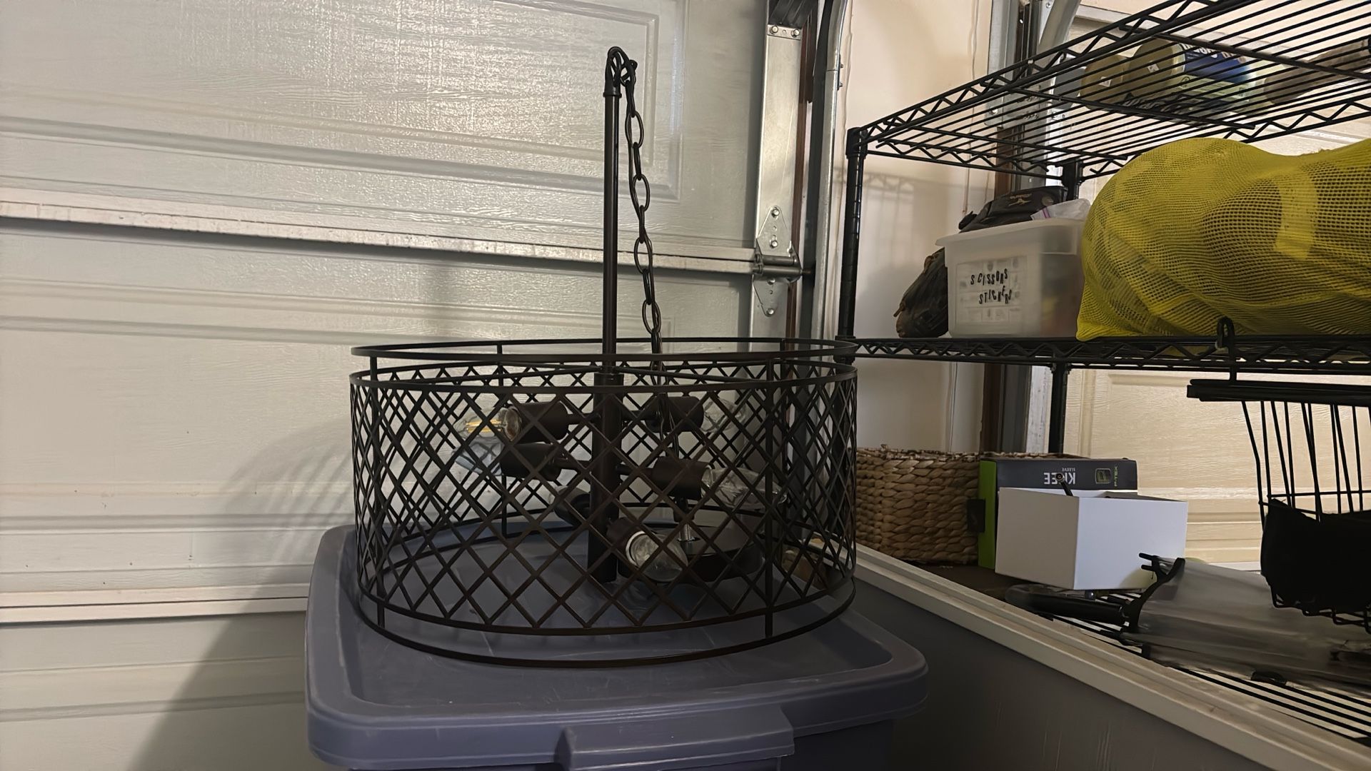 Modern Indurstial Cage Chandelier – Hardwired Light Fixture