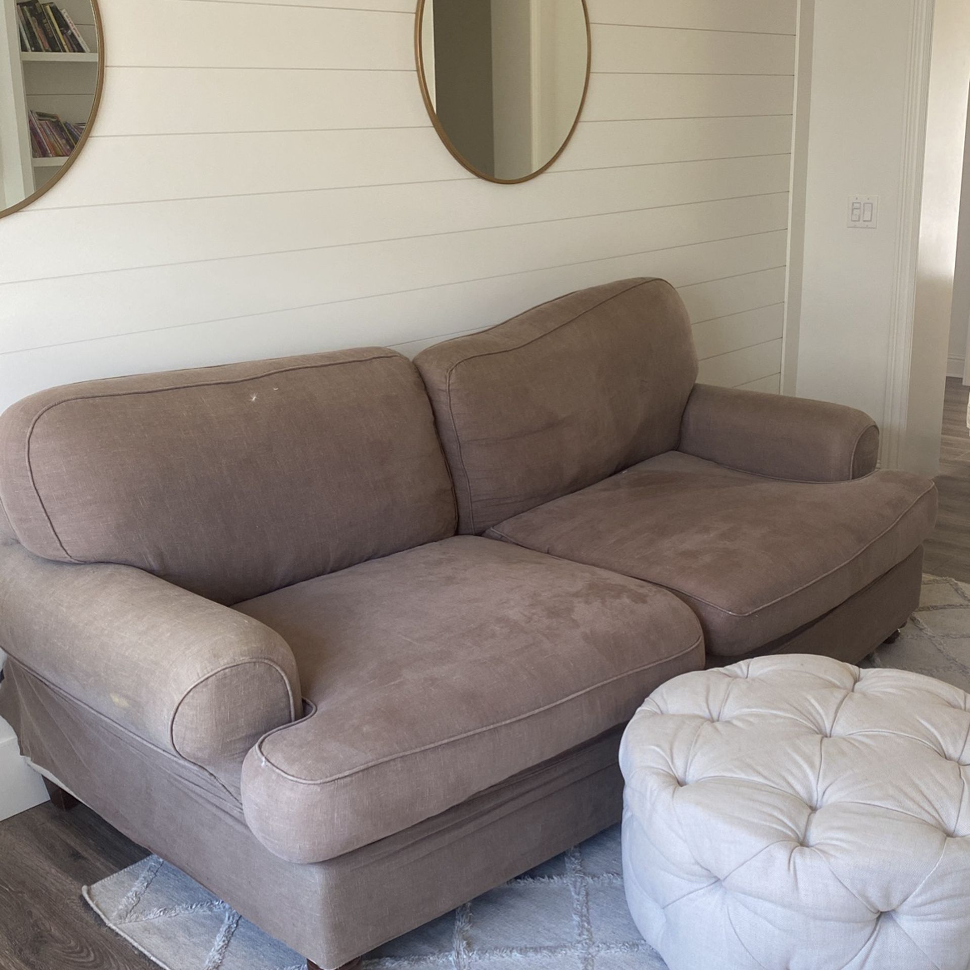 Brown/grey Slip Cover Down Feather Couch 