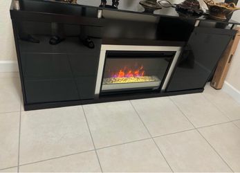 Mesa chimenea para TV