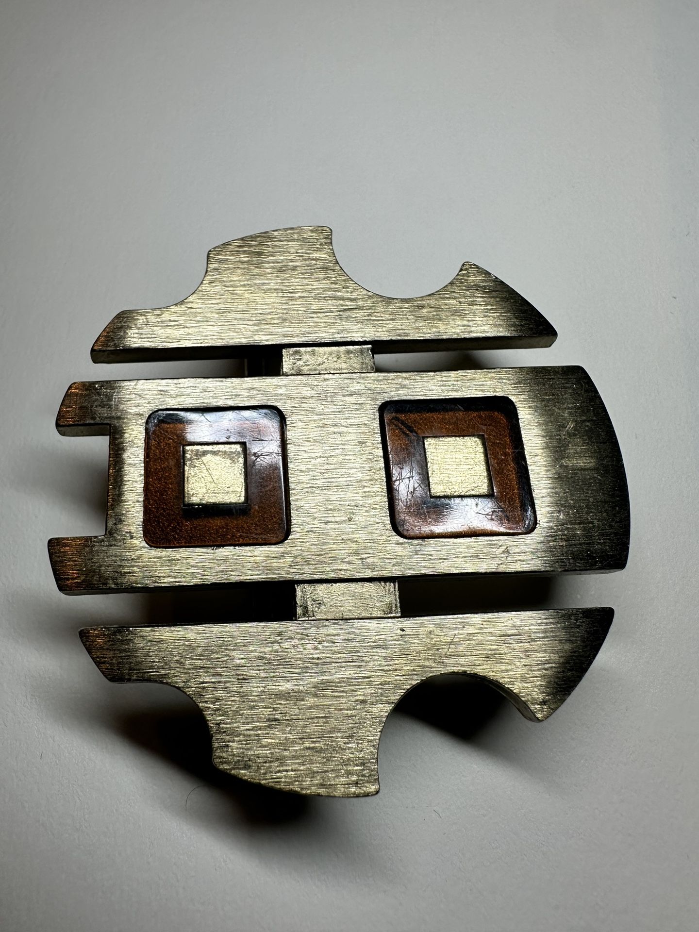 Vintage Modernist Copper Belt Buckle Pat Pend CAP-94 Canada 2 1/2″ D