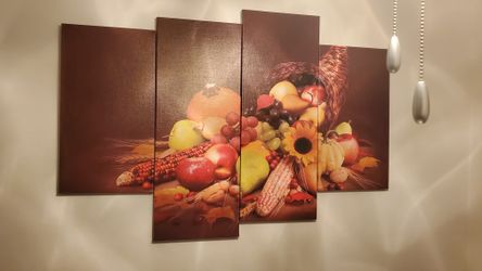 4 panels canvas print with frame.