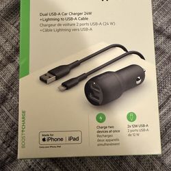 BELKIN USB-A Car Charger 24W + USB-A to Lightning Cable