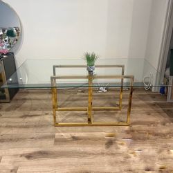 Big Rectangle Glass Kitchen Table For 6-8 People