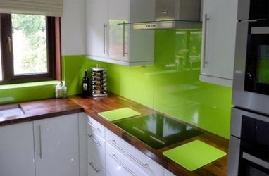 Color glass kitchen back splash