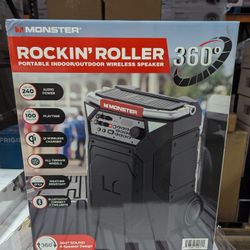 Monster Rockin’ Roller 360 Indoor/Outdoor Portable Bluetooth Speaker | Up to 240W of 360 Degree Sound & Up to 100 Hours of Playtime 