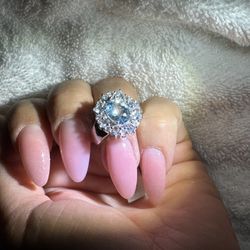 Blue TOPAZ Gem Stone Ring 925 Serling Silver Ring Size 8 