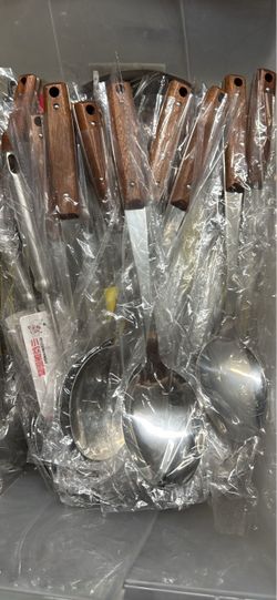 Stainless Steel Kitchen Spoon with Wood Handles