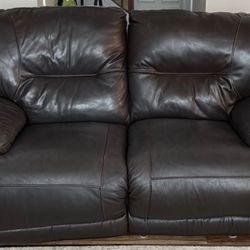 Leather Loveseat Individual Recliners