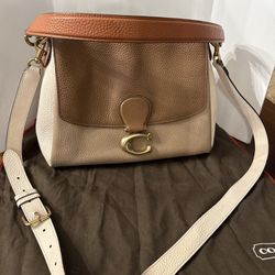 Coach Purse Coach  studio shoulder bag In Pebbled Leather Prominent “C” Clap Color Blocked