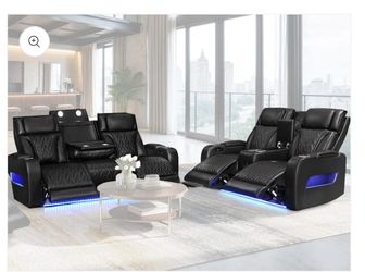 Brand New Elegant LED Leather Sofa Loveseat w/ Speakers