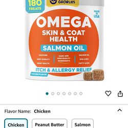 Omega 3 Fish Oil for Dogs (180 Ct) - Skin & Coat Chews Dog, Pet Toys Food