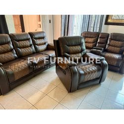 SALA DE PIEL RECLINABLE FOS TONOS! INSTALACIÓN Y ENTREGA! 3 PAGOS MENSUALES