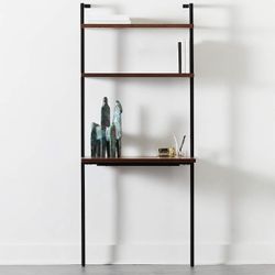 HELIX WALNUT WOOD WALL MOUNT DESK WITH SHELVES 70''