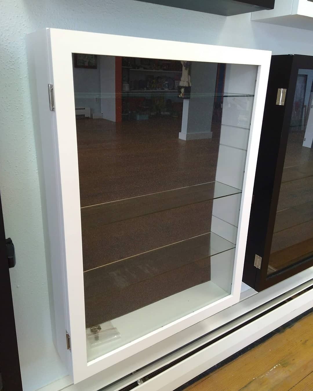 Display Case Wood & Glass Shelves Locks shadow box