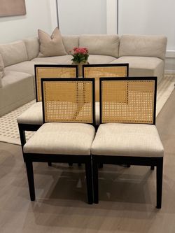 Set of 4 Cane Back Dining Chairs- NEW