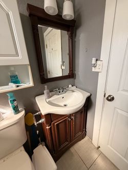 Dark Wood Bathroom Vanity with Sink