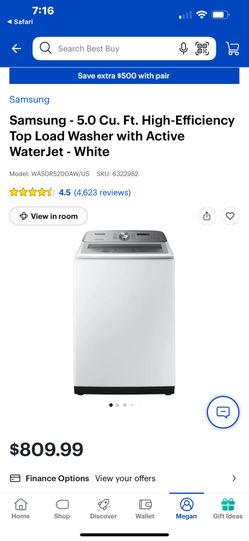 Samsung - 5.0 Cu. Ft. High-Efficiency Top Load Washer with Active WaterJet - White