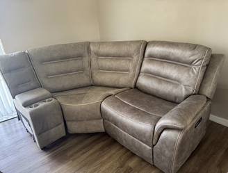 Gray Reclining Sectional Sofa with Cupholders