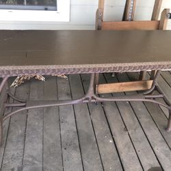 Long Antique Wicker Entryway/sofa Table