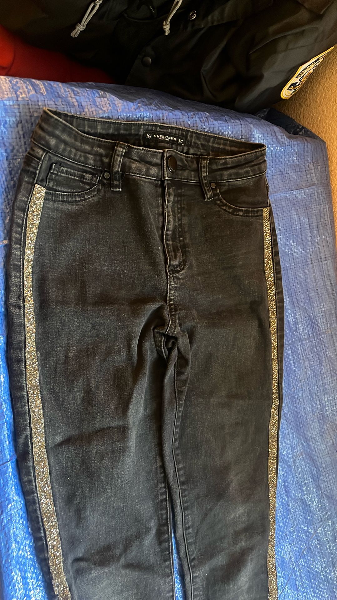 Black Pants With Gold Stripe On The Side