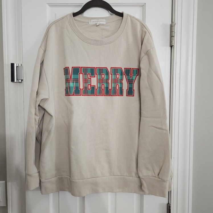 ​🎄 Cozy State of Mine "MERRY" Plaid Holiday Sweatshirt XXL *Pick-up In Great Bridge* 
