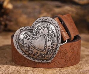 New heart belt buckle with faux leather belt approximately 41" SHIPPING AVAILABLE