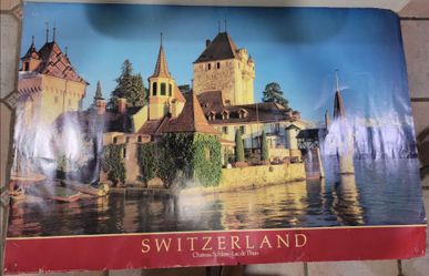 3ft by 2 ft Used vintage tourism poster featuring Oberhofen Castle (Schloss Oberhofen)