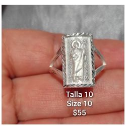 925 Sterling Silver Man's Ring/Anillo De San  Judas De Plata 925 Para Hombre