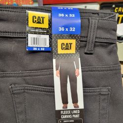 CAT Caterpillar Fleece Lined Canvas Pants Work Insulated Men Flex Utility New $38 EACH 🔥 36X32