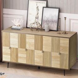 60" Retro Sideboad Buffet Cabinet, Console Table Display Cabinet with Carved Effect Decoration Doors Buffet Storage Cabinet Coffee Bar Cab