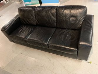 IKEA SKOGABY 3 Seat Black Leather Couch / Sofa