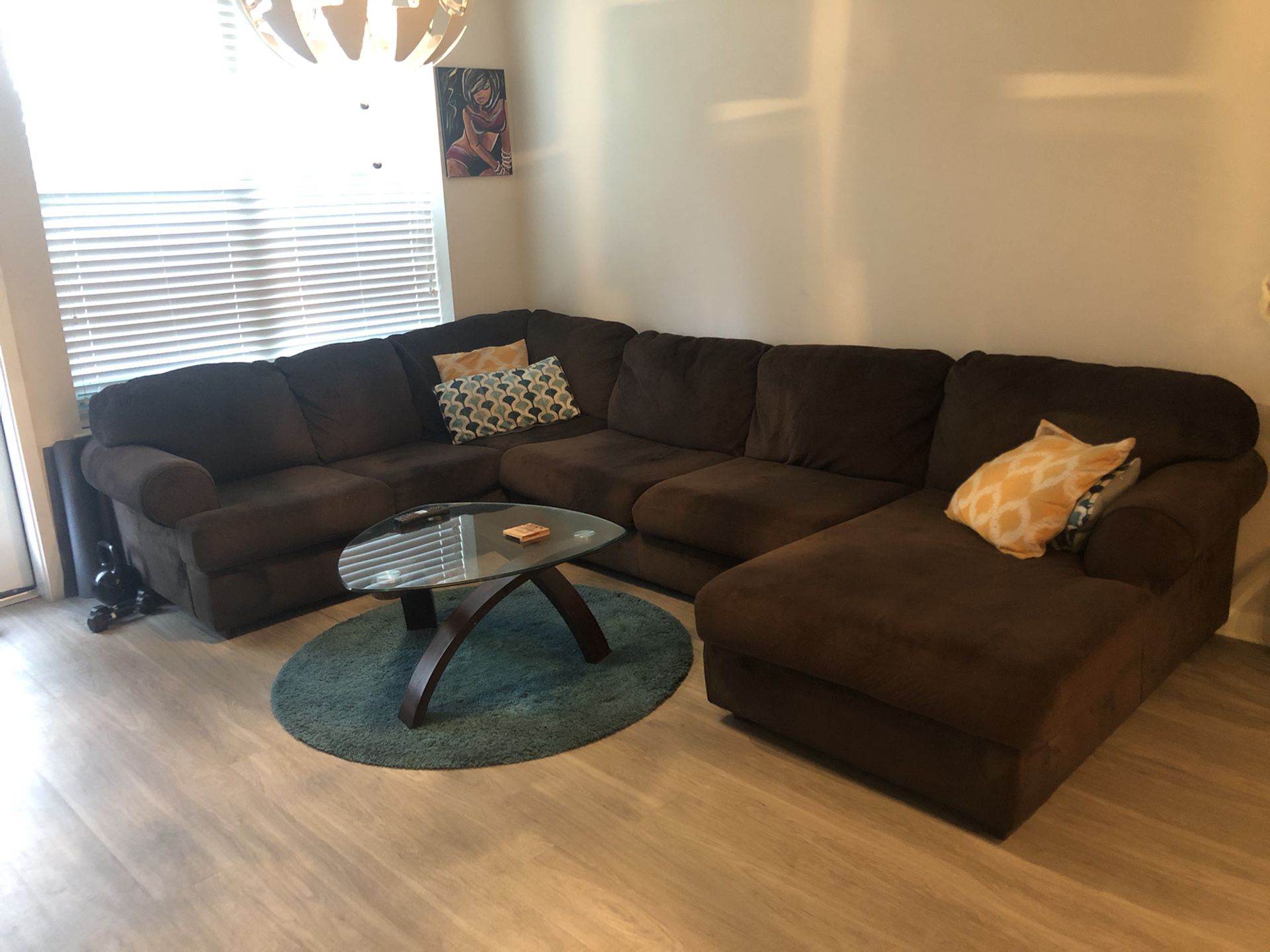 Large sectional couch with coffee table