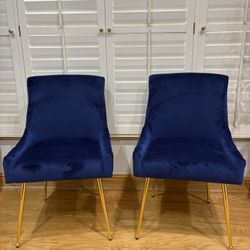 Navy Blue Velvet Modern Chairs 