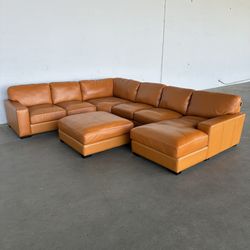Cognac Leather Sectional Sofa -Delivery Available