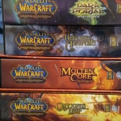World of Warcraft TCG Lot - Molten Core & Onyxia Raid Decks, Heroes Of Azeroth Starter Deck, Through The Dark Portal Starter Deck, 12 Winter Veil, 150