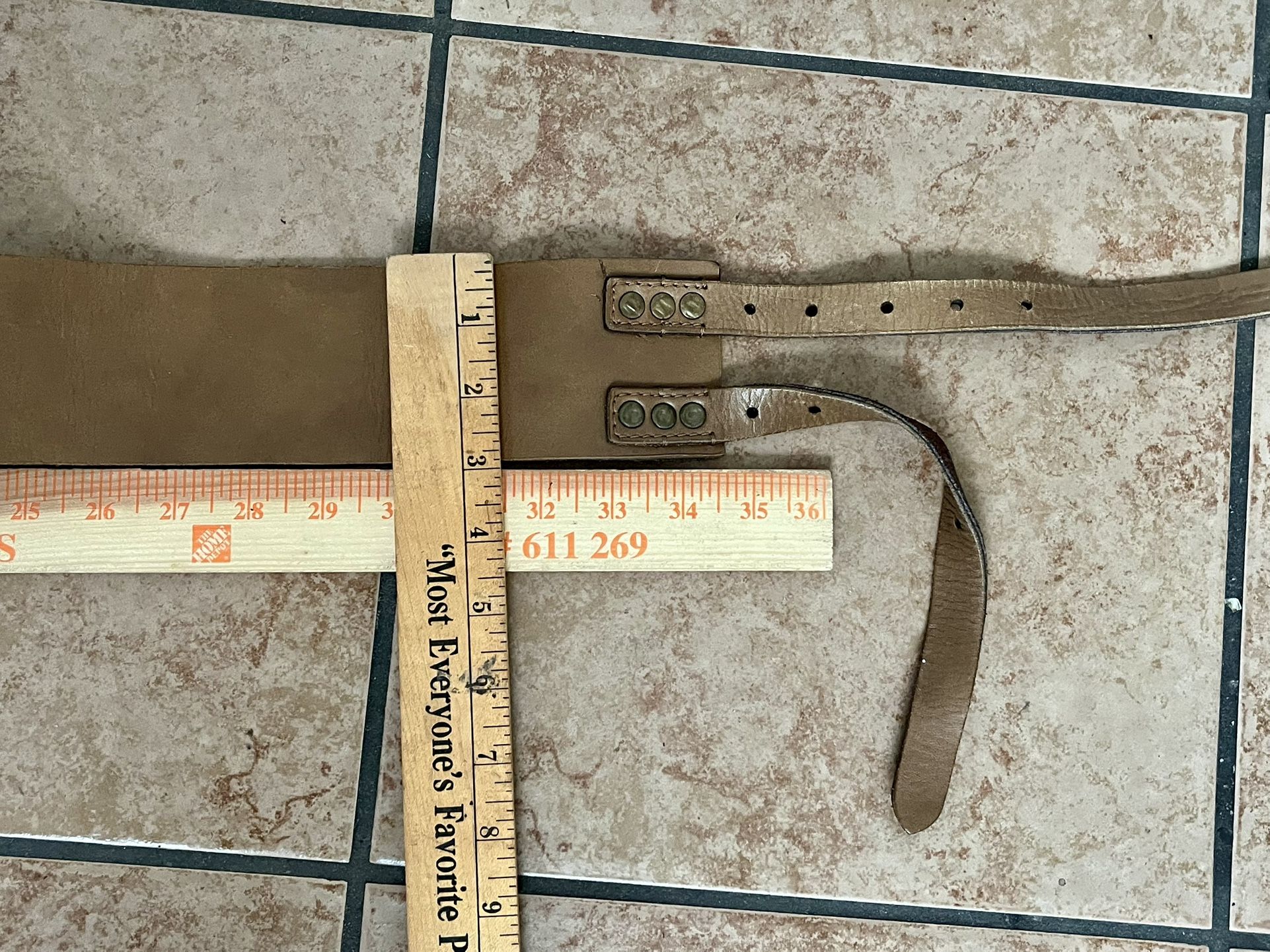 Lucky Brand Tan Leather Belt with Embellished Buckle display picture 1