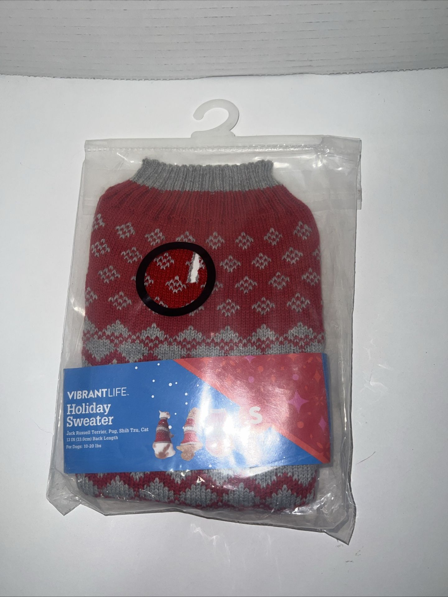 Vibrant Life Pet Holiday Sweater S for Dogs 10-20 lbs Red gray NEW