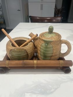 Teapot and Canister Tray Set