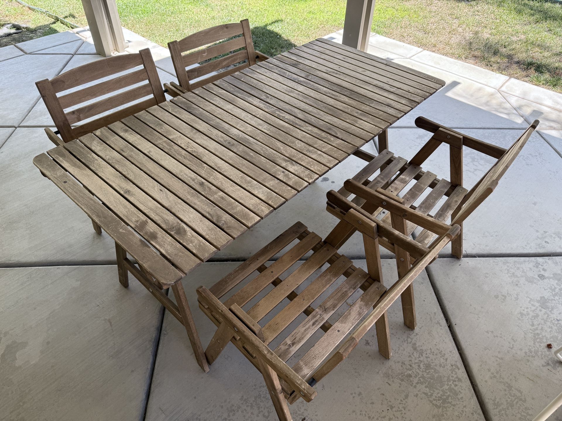 IKEA Wooden Outdoor Patio Dining Table Set With 4x Chairs Used Condition