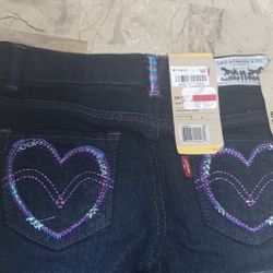 New With Tags 5t girls Levi's Denim Jeans - Embroidered Glitter Hearts