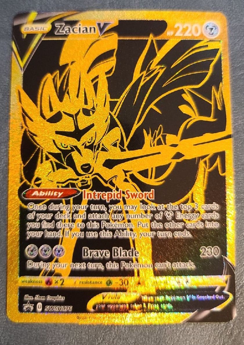 Pokémon TCG sword and shield ETB+ Zacian Black And Gold Promo Card Included Everything Originally In The Box Included